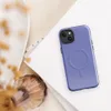 Glossy Periwinkle Static Texture MagSafe Tough Case for iPhone — fine checkerboard pixel pattern in periwinkle blue-violet