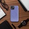 Glossy Periwinkle Static Texture MagSafe Tough Case for iPhone — fine checkerboard pixel pattern in periwinkle blue-violet