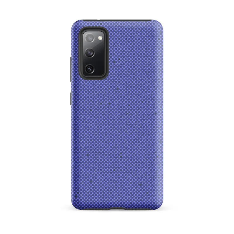 Matte Periwinkle Grid Texture Tough Case for Samsung — fine micro-checkerboard pattern in periwinkle and slate blue