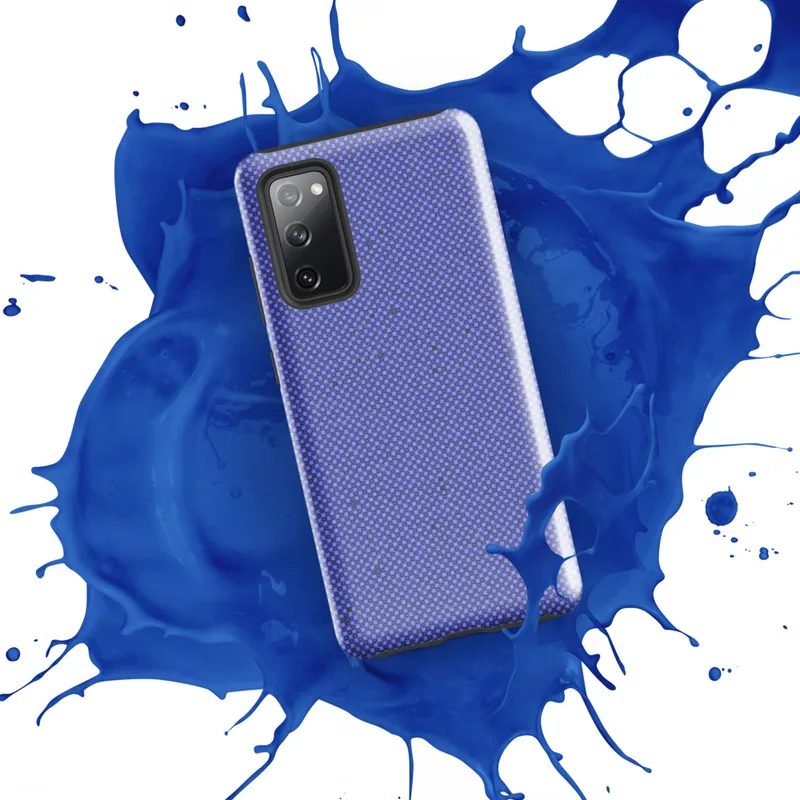 Glossy Periwinkle Grid Texture Tough Case for Samsung — fine micro-checkerboard pattern in periwinkle and slate blue