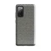 Glossy Woven Grid Slate Tough Case for Samsung — tightly woven basket-weave grid pattern in slate teal and warm linen beige