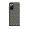 Matte Woven Grid Slate Tough Case for Samsung — tightly woven basket-weave grid pattern in slate teal and warm linen beige