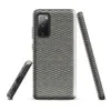 Glossy Woven Grid Slate Tough Case for Samsung — tightly woven basket-weave grid pattern in slate teal and warm linen beige