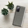 Glossy Woven Grid Slate Tough Case for Samsung — tightly woven basket-weave grid pattern in slate teal and warm linen beige