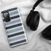 Glossy Nautical Stripe Tough Case for Samsung — horizontal stripes of navy, sky blue, and white in a woven textile pattern