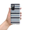 Glossy Nautical Stripe Tough Case for Samsung — horizontal stripes of navy, sky blue, and white in a woven textile pattern