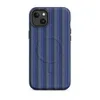 Matte Prep School Stripe MagSafe Tough Case for iPhone — vertical pinstripes in royal blue, forest green, white, and sage