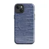 Glossy Ocean Wave Stripe MagSafe Tough Case for iPhone — tightly woven horizontal stripes in cobalt blue and white