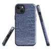 Glossy Ocean Wave Stripe MagSafe Tough Case for iPhone — tightly woven horizontal stripes in cobalt blue and white