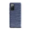 Glossy Ocean Wave Stripe Tough Case for Samsung — tightly packed horizontal rippling wave stripes in cobalt blue and white
