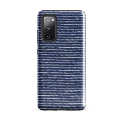 tightly packed horizontal rippling wave stripes in cobalt blue and white resembling knit textile fabric on Glossy Ocean Wave Stripe Tough Case for Samsung - default - Front view