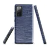 Glossy Ocean Wave Stripe Tough Case for Samsung — tightly packed horizontal rippling wave stripes in cobalt blue and white