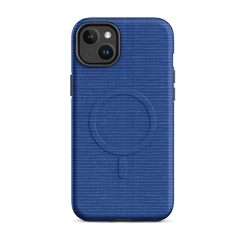 Matte Royal Blue Woven Texture MagSafe Tough Case for iPhone — close-up woven textile texture in deep royal blue