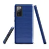 Glossy Deep Blue Woven Texture Tough Case for Samsung — close-up of a tightly woven horizontal ribbed fabric texture in deep
