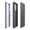 Glossy Deep Blue Woven Texture Tough Case for Samsung — close-up of a tightly woven horizontal ribbed fabric texture in deep