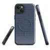 Glossy Maritime Blue Woven Texture MagSafe Tough Case for iPhone — close-up woven textile pattern in deep navy blue