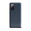 Glossy Deep Ocean Woven Texture Tough Case for Samsung — tightly woven horizontal textile pattern in deep navy and slate