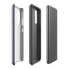 Glossy Deep Ocean Woven Texture Tough Case for Samsung — tightly woven horizontal textile pattern in deep navy and slate