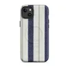 Matte Nautical Ticking Stripe Classic MagSafe Tough Case for iPhone — vertical ticking stripes in navy blue and cream