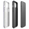 Glossy Nautical Ticking Stripe Classic MagSafe Tough Case for iPhone — vertical ticking stripes in navy blue and cream