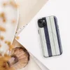 Glossy Nautical Ticking Stripe Classic MagSafe Tough Case for iPhone — vertical ticking stripes in navy blue and cream