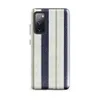 Glossy Nautical Ticking Stripe Tough Case for Samsung — classic ticking stripe pattern with bold navy blue and off-white