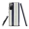 Glossy Nautical Ticking Stripe Tough Case for Samsung — classic ticking stripe pattern with bold navy blue and off-white