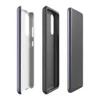 Glossy Nautical Ticking Stripe Tough Case for Samsung — classic ticking stripe pattern with bold navy blue and off-white