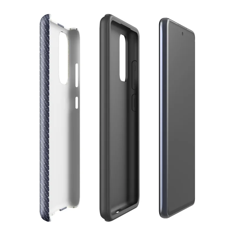 Glossy Nautical Ticking Stripe Tough Case for Samsung — classic ticking stripe pattern with bold navy blue and off-white