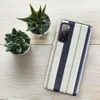 Glossy Nautical Ticking Stripe Tough Case for Samsung — classic ticking stripe pattern with bold navy blue and off-white