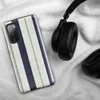 Glossy Nautical Ticking Stripe Tough Case for Samsung — classic ticking stripe pattern with bold navy blue and off-white
