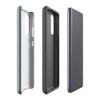 Glossy Worn Denim Classic Tough Case for Samsung — close-up diagonal twill weave of washed denim fabric in muted slate