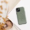 Glossy Garden Weave Stripe MagSafe Tough Case for iPhone — basket-weave grid pattern in sage and celadon green with thin
