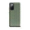 Glossy Garden Weave Stripe Tough Case for Samsung — woven basketweave pattern with vertical sage green and mint stripes