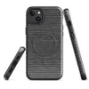 Glossy Shadow Stripe Knit MagSafe Tough Case for iPhone — tightly repeating horizontal stripes of charcoal and light grey
