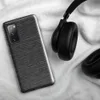Glossy Steel Knit Stripe Tough Case for Samsung — close-up woven knit textile pattern with alternating rows of charcoal