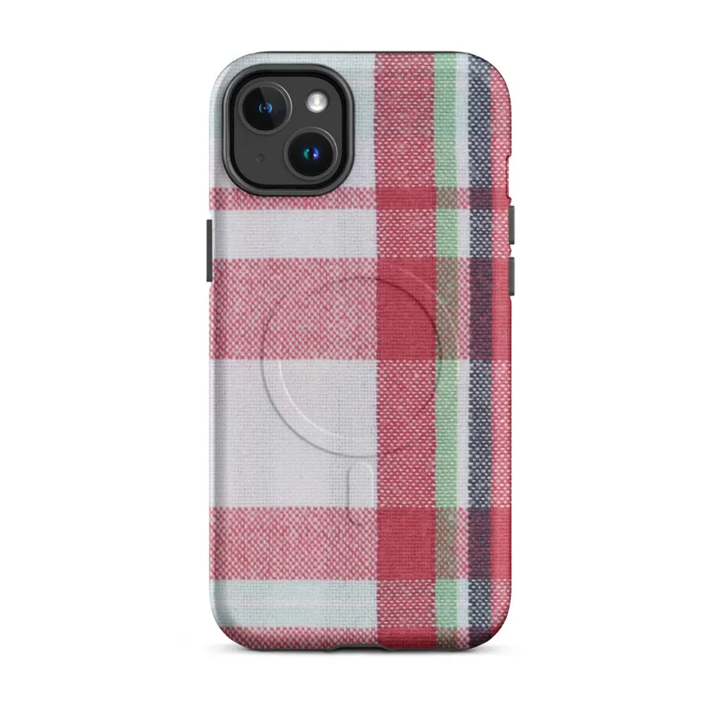 Matte Classic Plaid Heritage MagSafe Tough Case for iPhone — classic tartan plaid woven in deep red, navy blue, forest