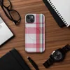Glossy Classic Plaid Heritage MagSafe Tough Case for iPhone — classic tartan plaid woven in deep red, navy blue, forest