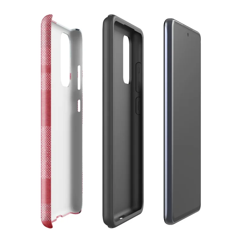 Glossy Classic Plaid Tough Case for Samsung — traditional tartan plaid pattern with intersecting stripes in red, navy