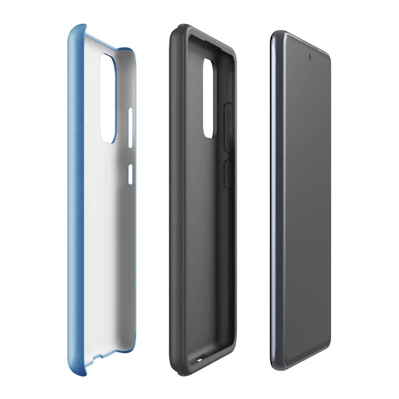 Glossy Clear Skies Blue Tough Case for Samsung — solid medium sky blue field with a smooth matte texture and subtle tonal