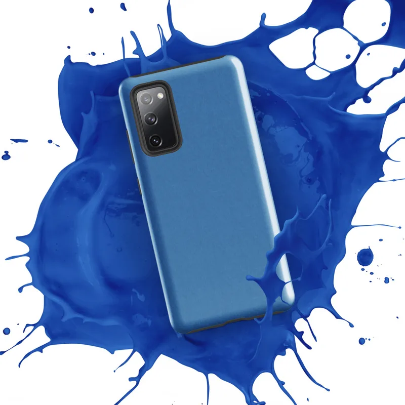 Glossy Clear Skies Blue Tough Case for Samsung — solid medium sky blue field with a smooth matte texture and subtle tonal