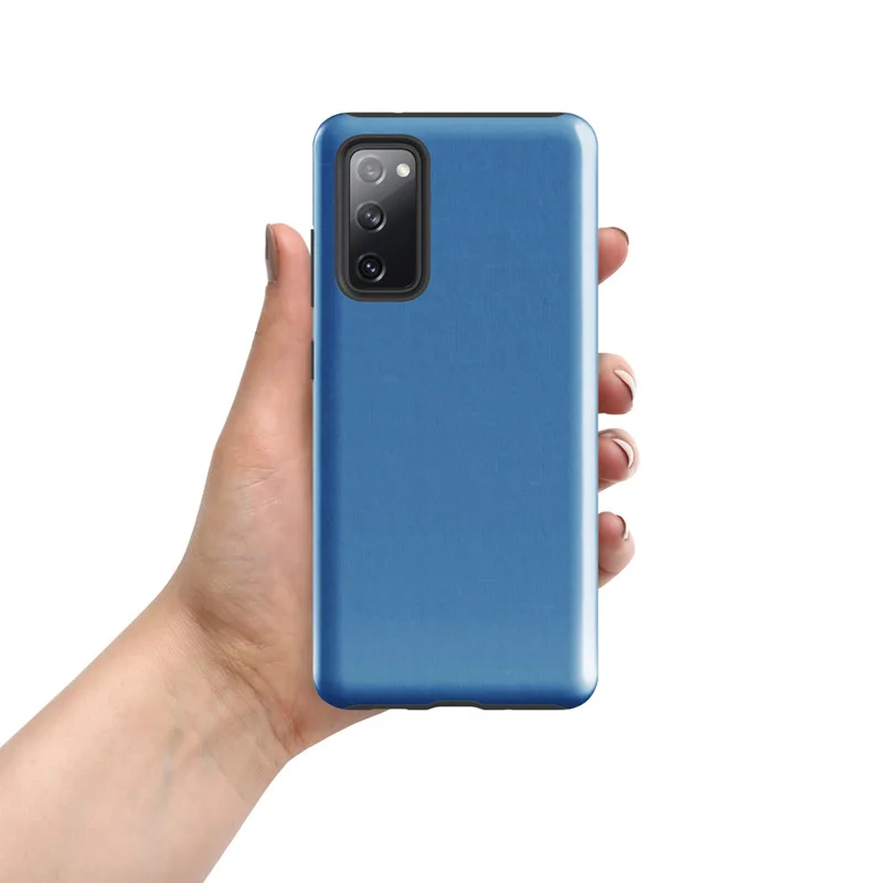Glossy Clear Skies Blue Tough Case for Samsung — solid medium sky blue field with a smooth matte texture and subtle tonal
