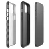 Glossy Urban Grid Plaid MagSafe Tough Case for iPhone — tight charcoal and silver woven check plaid pattern with a textile