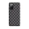 Matte Steel Grid Woven Check Tough Case for Samsung — close-up woven twill fabric pattern in alternating light grey