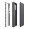 Glossy Steel Grid Woven Check Tough Case for Samsung — close-up woven twill fabric pattern in alternating light grey