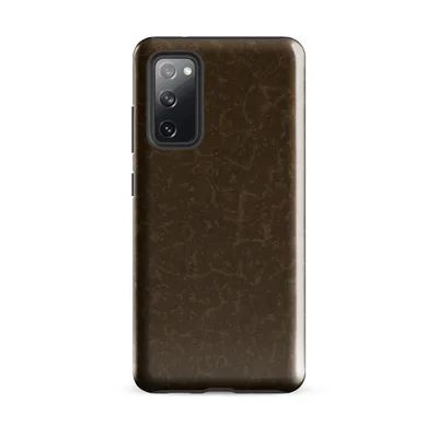 cracked dry earth texture in deep chocolate brown with fine lighter brown veining across the entire surface on Glossy Dark Earth Crackle Terrain Tough Case for Samsung - default - Front view