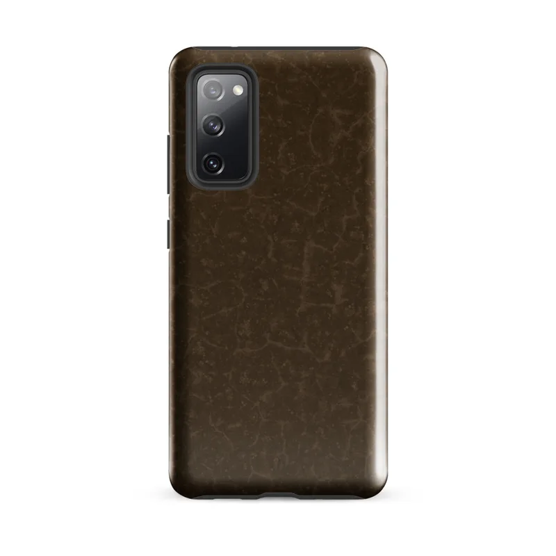 Glossy Dark Earth Crackle Terrain Tough Case for Samsung — cracked dry earth texture in deep chocolate brown with fine