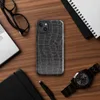 Glossy Midnight Croc MagSafe Tough Case for iPhone — close-up crocodile skin scale pattern in deep black and charcoal