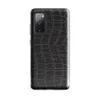 Glossy Midnight Croc Tough Case for Samsung — close-up black crocodile skin scale pattern with raised ridges and deep