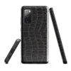 Glossy Midnight Croc Tough Case for Samsung — close-up black crocodile skin scale pattern with raised ridges and deep